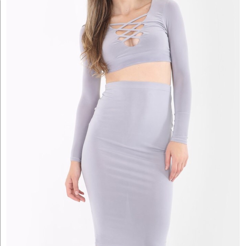 Criss Cross Midi Skirt Co-Ord Set - Picture 4 of 6